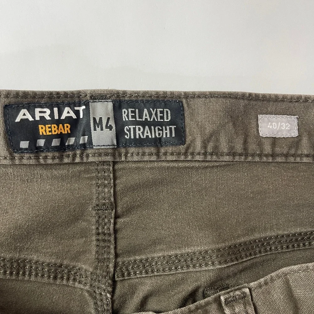 Ariat Pants Mens 40x32 Brown Rebar M4 Relaxed Straight Canvas Workwear Outdoor